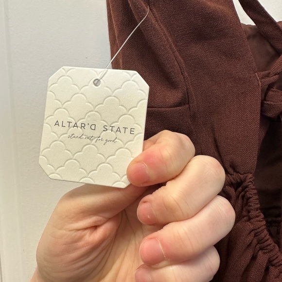NWT Altar'd State Chocolate Brown Mini Dress - Picture 4 of 7